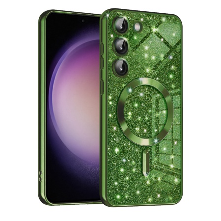 Husa pentru Samsung Galaxy S23 Design Antisoc, Fundal Detasabil 2-in-1, Protectie Superioara, Margini Ridicate, SKDR Glitter - Verde