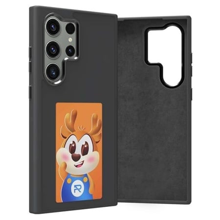 Husa pentru Samsung Galaxy S24 Ultra cu ecran NFC E-Ink, Silicon, SKDR SmartCover - Negru