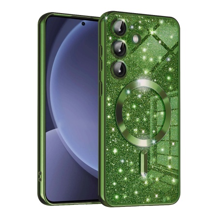 Husa pentru Samsung Galaxy S25 Design Antisoc, Fundal Detasabil 2-in-1, Protectie Superioara, Margini Ridicate, SKDR Glitter - Verde