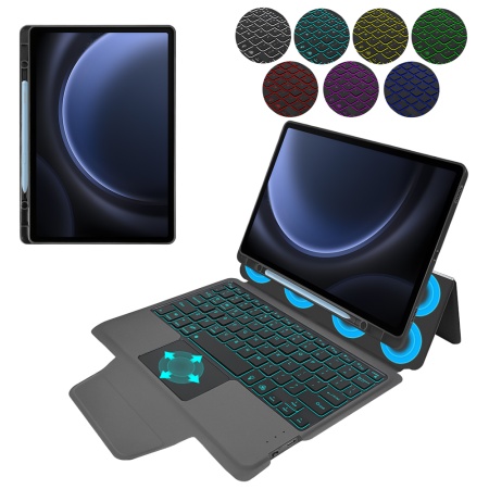 Husa pentru Samsung Galaxy Tab S9 FE Plus cu Tastatura Bluetooth si Protectie 360°, SKDR TabTop Pro - Negru
