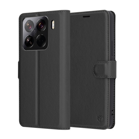 Husa pentru Xiaomi 15 Pro, SKYDDAR INNOVATION, Leather Folio tip Carte, cu Portofel Interior, Finisaje Premium, set cu sticker, Negru