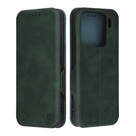 Husa pentru Xiaomi 15, SKYDDAR INNOVATION, Safe Wallet tip carte din Piele Ecologica, Suport Carduri, Inchidere Magnetica, Verde, set cu sticker