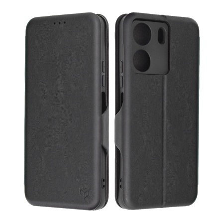 Husa pentru Xiaomi Redmi 13C 4G / Poco C65, SKYDDAR INNOVATION, Safe Wallet tip carte din Piele Ecologica, Suport Carduri, Inchidere Magnetica, Negru, set cu sticker
