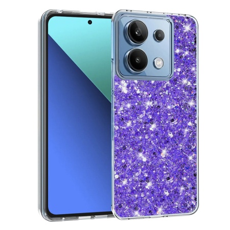 Husa pentru Xiaomi Redmi Note 13 4G, SKYDDAR INNOVATION, SparkleCase, din Silicon cu Sclipici, Protectie Completa, set cu sticker, Mov
