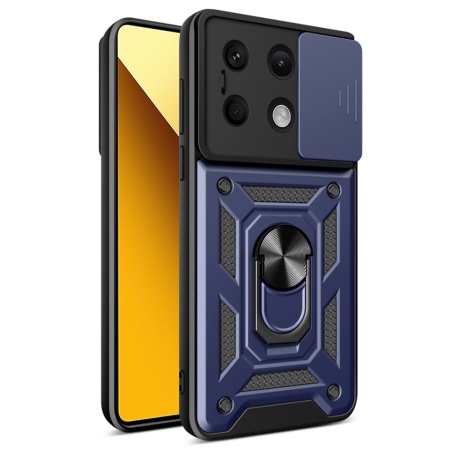 Husa pentru Xiaomi Redmi Note 13 5G, SKYDDAR INNOVATION, CamShield, Inel magnetic, set cu sticker, Albastru