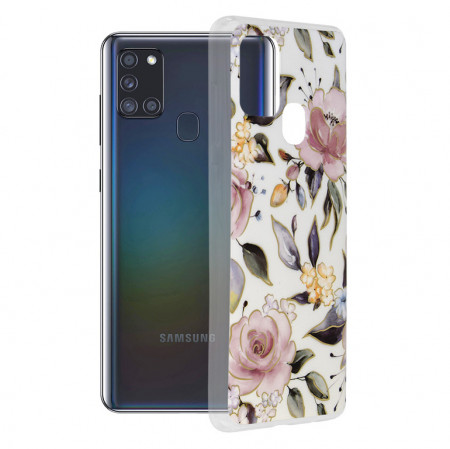 Husa Samsung Galaxy A21s Marble Series, Techsuit - Chloe White