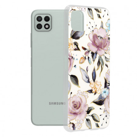 Husa Samsung Galaxy A22 5G Marble Series, Techsuit - Chloe White