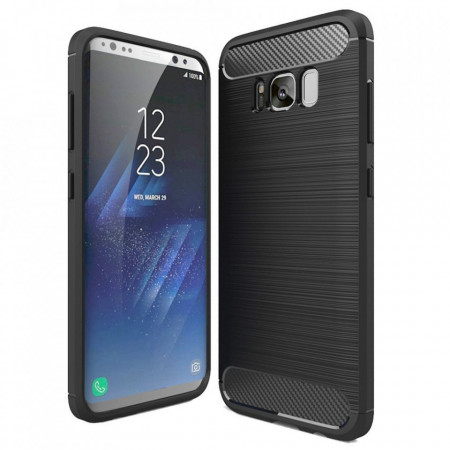 Husa Samsung Galaxy A52 5G / A52s 5G din silicon, Slim, cu textura Fibra Carbon - Negru