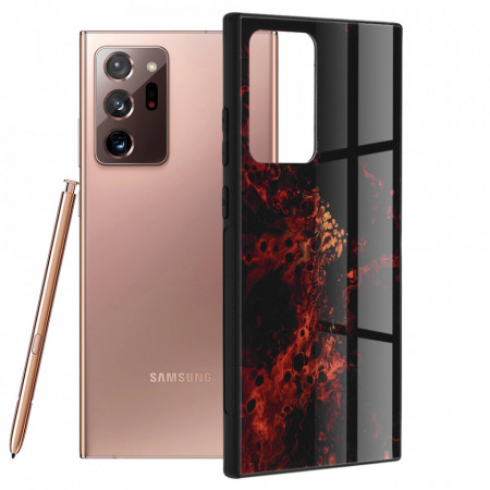 Husa Samsung Galaxy Note 20 Ultra cu sticla securizata, Techsuit Glaze - Red Nebula