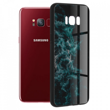 Husa Samsung Galaxy S8 cu sticla securizata, Techsuit Glaze - Blue Nebula
