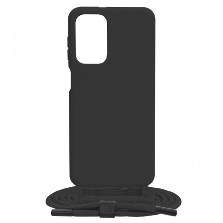 Husa silicon Samsung Galaxy A23 4G / A23 5G cu snur, Techsuit Crossbody Lanyard - Negru