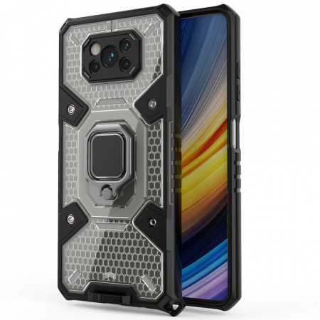 Husa Xiaomi Poco X3 / X3 NFC / X3 Pro cu inel, Techsuit Honeycomb - Negru