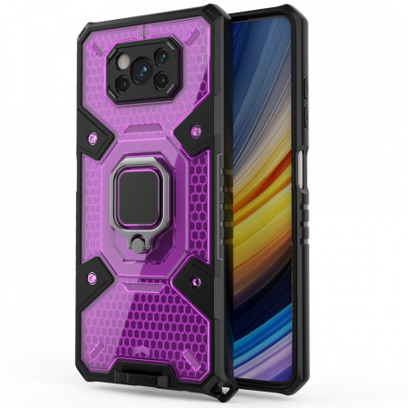 Husa Xiaomi Poco X3 / X3 NFC / X3 Pro cu inel, Techsuit Honeycomb - Rose-Violet