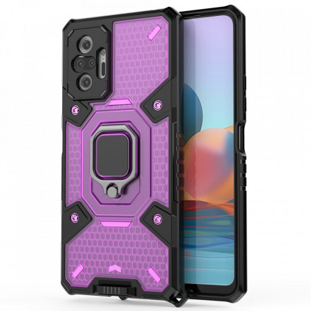 Husa Xiaomi Redmi Note 10 Pro cu inel, Techsuit Honeycomb - Rose-Violet