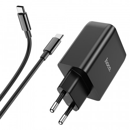 Incarcator Priza USB, 2xType-C, QC 3.0,PD 65W, 3A + Cablu Type-C 1m, Hoco Phenomenon - Negru