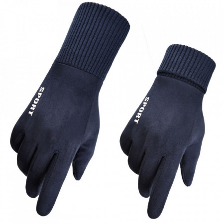 Manusi Touchscreen din piele ecologica, unisex, Techsuit ST0009 - Albastru