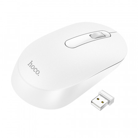 Mouse Wireless 2.4G, 1200 DPI, buton 3D, Hoco (GM14) - Alb