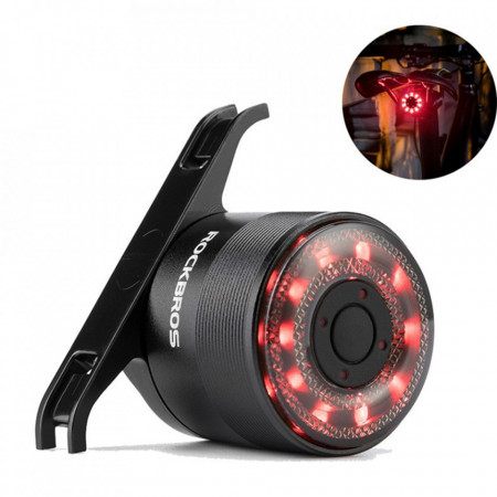 Stop LED bicicleta, RGB, 300mAh, Rockbros - Negru