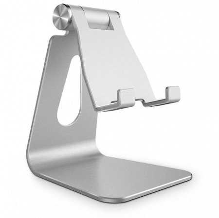 Suport birou din aluminiu pliabil, telefon / tableta, Techsuit (Z4a) - Argintiu