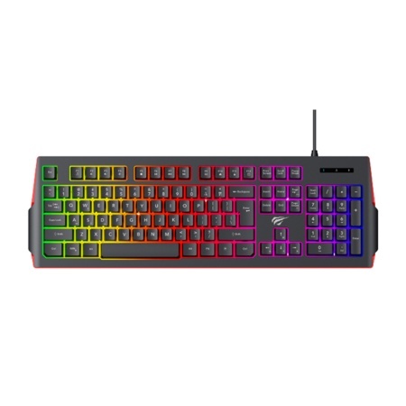 Tastatura Gaming RGB, Layout EN, Cablu 1.4m, 300mA, Havit KB866L, Negru/ Rosu