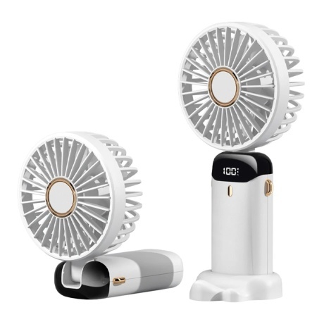 Ventilator Portabil, 5 Viteze, N15, USB-C 2A, 1800mAh, Compact si Usor, set cu sticker, Alb