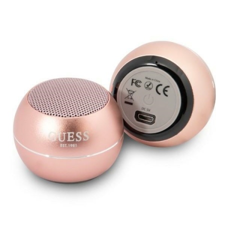 Boxa portabila Guess Mini Bluetooth Speaker (GUWSALGEP), 3W, Autonomie 4 ore, Roz