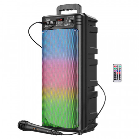 Boxa Wireless cu Microfon, iluminata RGB, Bluetooth 5.0, TWS, FM, USB, TF Card, AUX, HOCO (BS52) - Negru