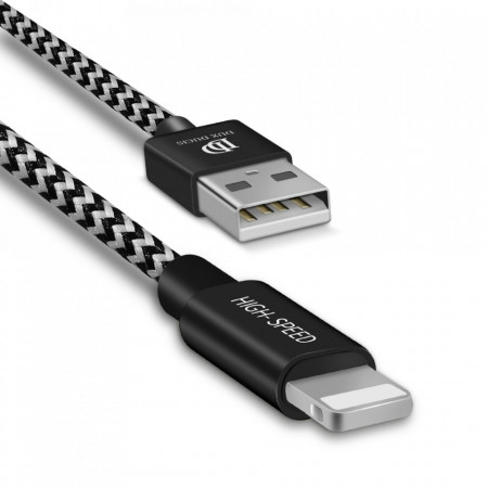 Cablu de date Dux Ducis, K-One, USB la Lightning, 3M, Alb-Negru