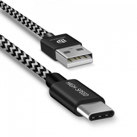 Cablu de date USB la Type-C, 2.1A, 3M, K-ONE, Dux Ducis - Negru