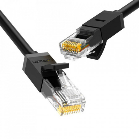 Cablu Internet (20158), fir cupru cu UTP aurit, cablu Cat 6A , viteza de 1000Mbps, 0.5m, Ugreen - Negru