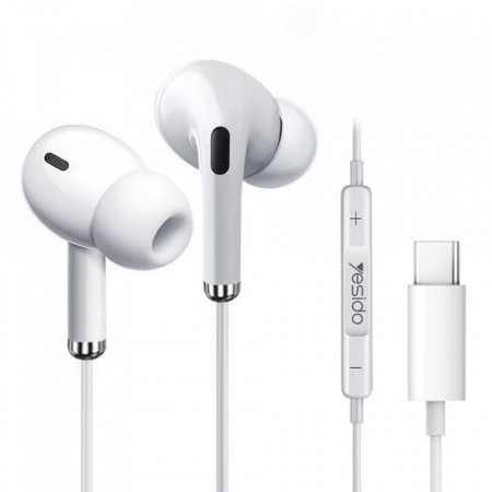 Casti In-ear, Stereo (YH-35) cu Microfon, Type-C, 1.2M, Yesido - Alb