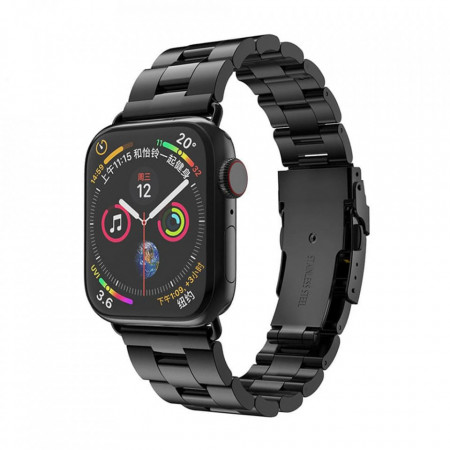 Curea metalica smartwatch Apple Watch 1 / 2 / 3 / 4 / 5 / 6 / 7 / SE (42 mm / 44 mm / 45 mm), Techsuit W036 - Negru