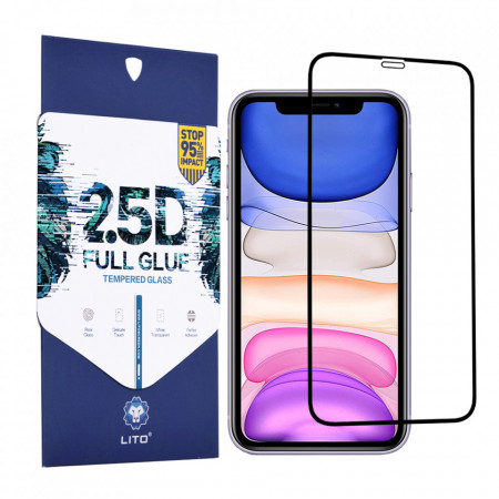 Folie de sticla iPhone 11 / XR, 2.5D FullGlue LITO - Negru