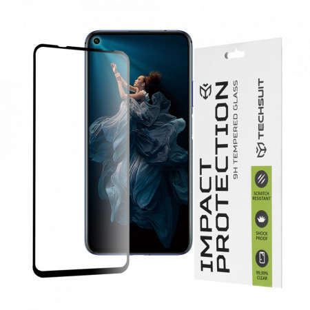 Folie Huawei Nova 5T, ce acopera tot ecranul 111D, Techsuit - Negru