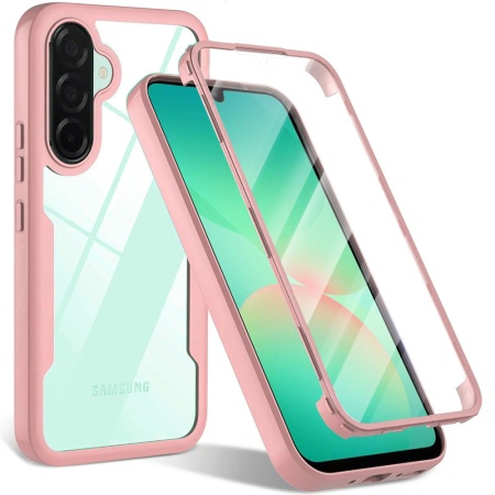 Husa + Folie pentru Samsung Galaxy A26 5G, SKYDDAR INNOVATION, [Pachet 360°] ColorVerse, Roz, set cu sticker