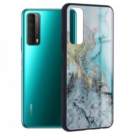 Husa Huawei P Smart 2021 cu sticla securizata, Techsuit Glaze - Blue Ocean