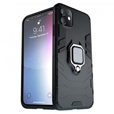 Husa iPhone 11 cu inel, Techsuit Silicone Shield - Negru