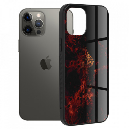 Husa iPhone 12 Pro Max cu sticla securizata, Techsuit Glaze - Red Nebula