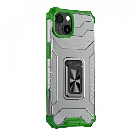 Husa iPhone 13, Functie magnetica, Crystal Ring - Green