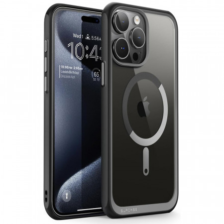 Husa iPhone 15 Pro, Supcase Unicorn Beetle Slim Clear MagSafe - Black