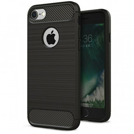 Husa iPhone 7 / 8 din silicon, Slim, cu textura Fibra Carbon - Negru