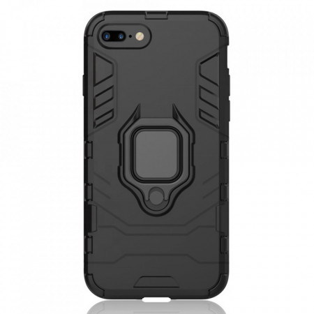 Husa iPhone 7 Plus cu inel, Techsuit Silicone Shield - Negru