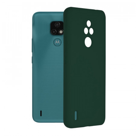 Husa Motorola Moto E7 din silicon moale, Techsuit Soft Edge - Dark Green
