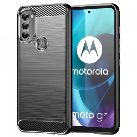 Husa Motorola Moto G71 5G, Carbon Silicone, Techsuit - Negru