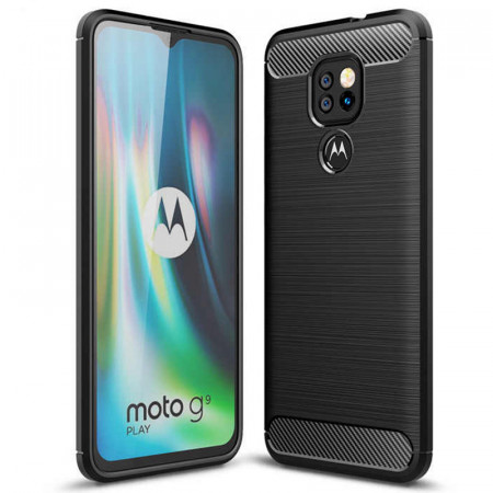 Husa Motorola Moto G9 Play, Carbon Silicone, Techsuit - Negru