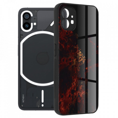 Husa Nothing Phone (1) cu sticla securizata, Techsuit Glaze - Red Nebula