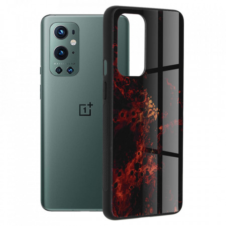 Husa Oneplus 9 Pro cu sticla securizata, Techsuit Glaze - Red Nebula
