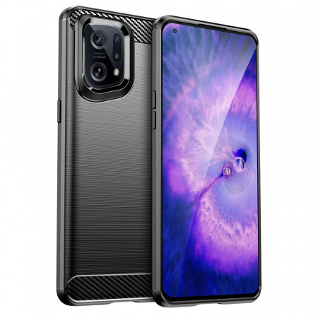 Husa Oppo Find X5, Carbon Silicon Techsuit - Negru