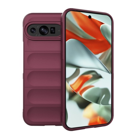 Husa pentru Google Pixel 9 Pro XL, SKYDDAR INNOVATION, Magic Shield, din Silicon Mat, set cu sticker, Bordo