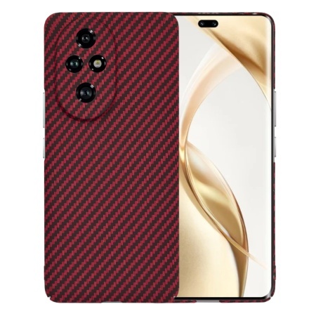 Husa pentru Honor 200 Pro, SKYDDAR INNOVATION, textura carbon, Carbonite FiberShell, set cu sticker, Rosu,